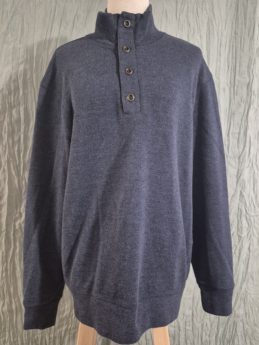 Men's Button-Front Mock Neck Cardigan Sweater - Navy